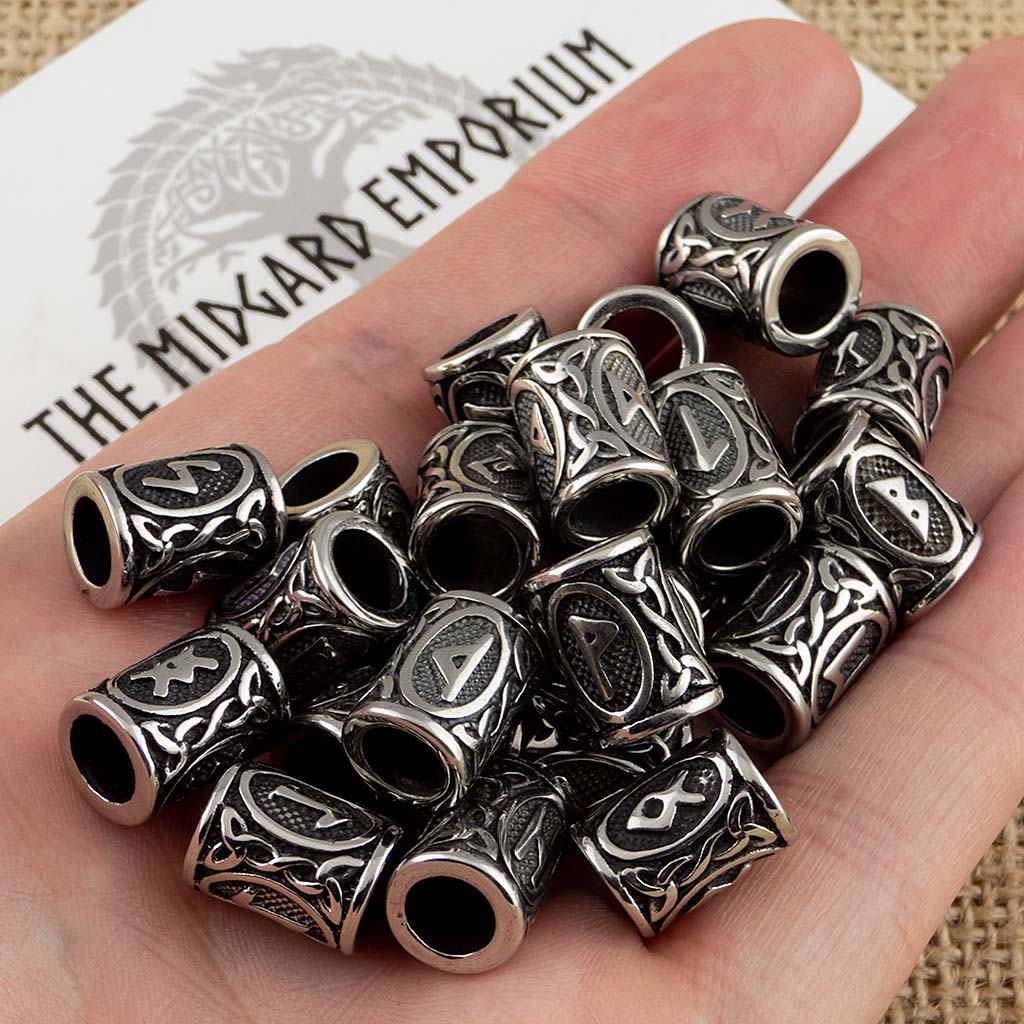 Viking Norse Futhark Rune Stainless Steel Beads - The Midgard Emporium