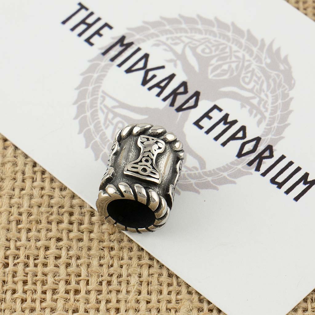 Stainless Steel Thors Hammer Hair Bead