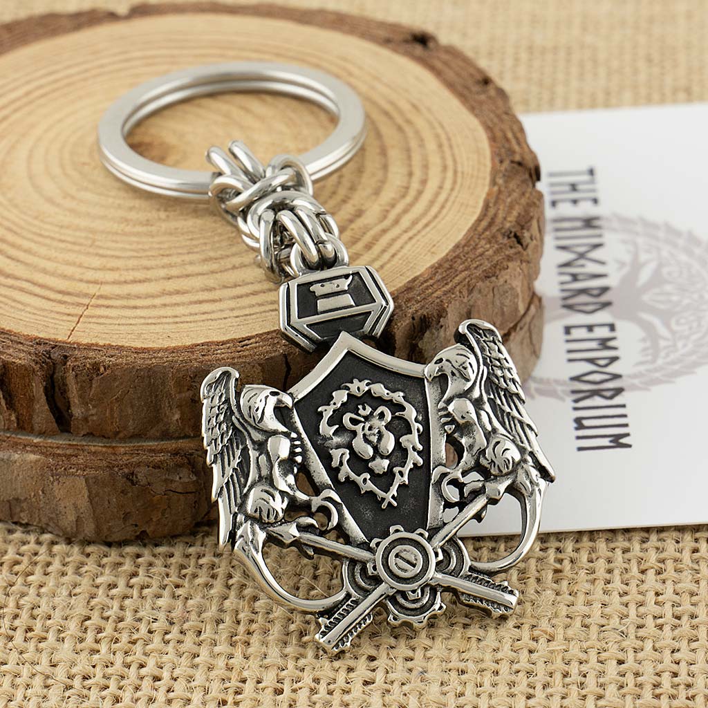 Stainless Steel WoW Alliance Crest Keyring