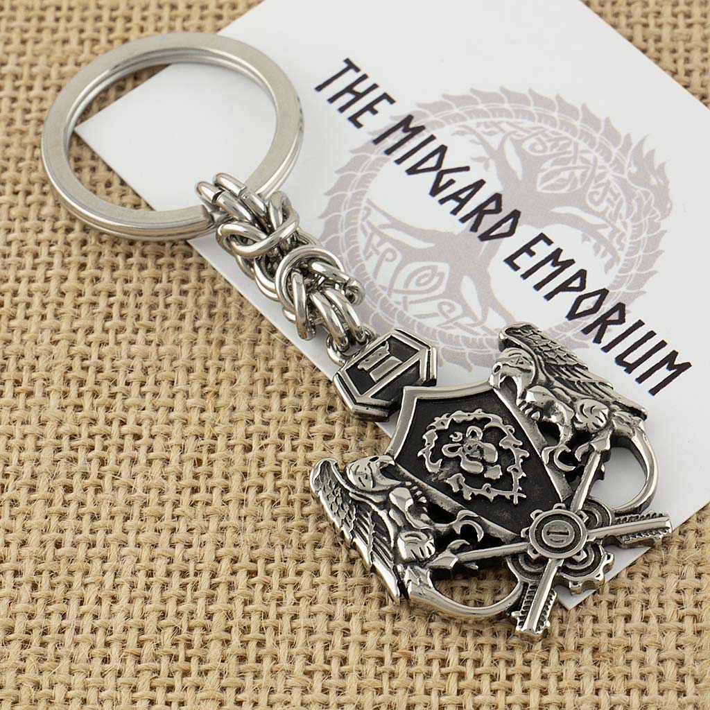 Stainless Steel WoW Alliance Crest Keyring