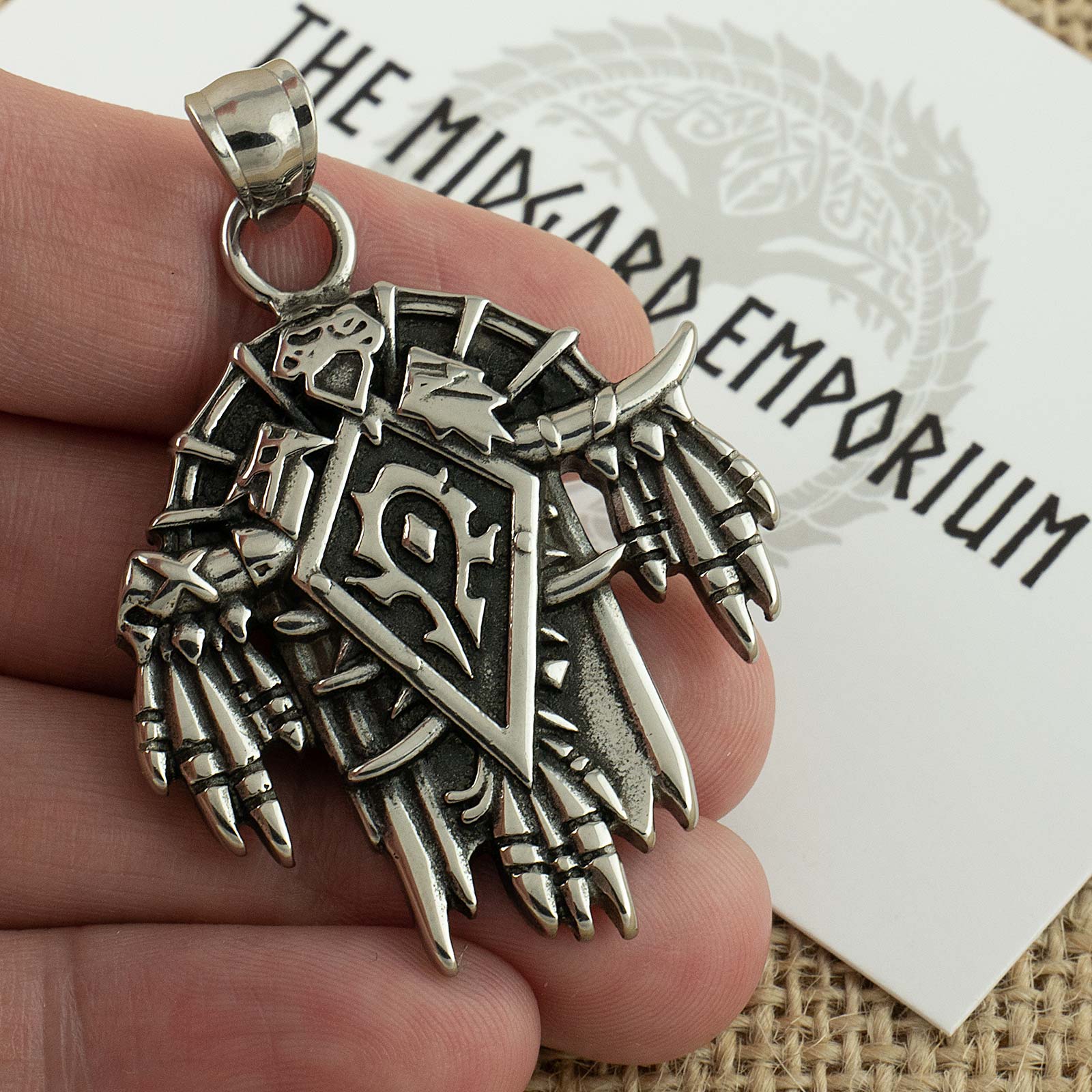 Stainless Steel World of Warcraft Horde Crest Pendant - The Midgard Emporium