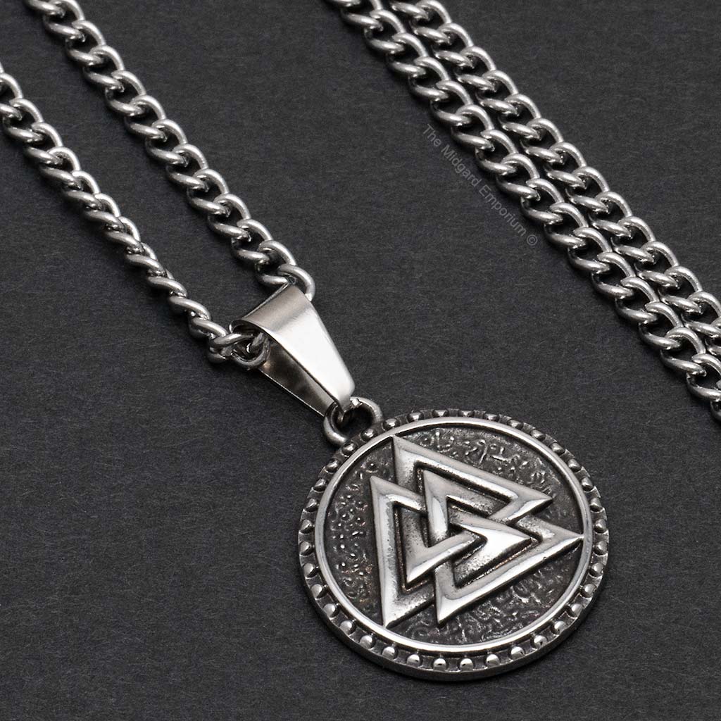 Stainless Steel Viking Valknut Necklace