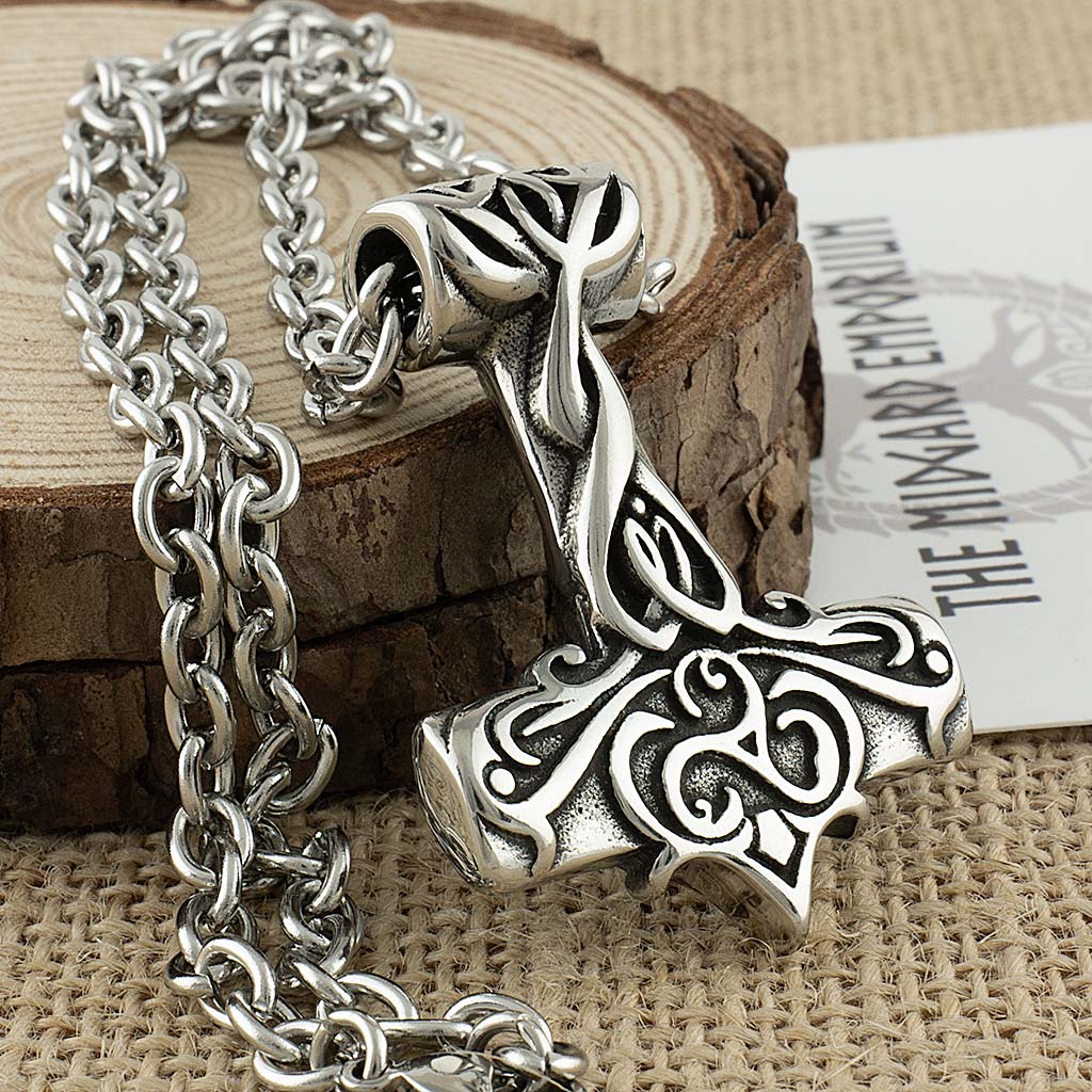 Stainless Steel Viking Thors Hammer Necklace - The Midgard Emporium