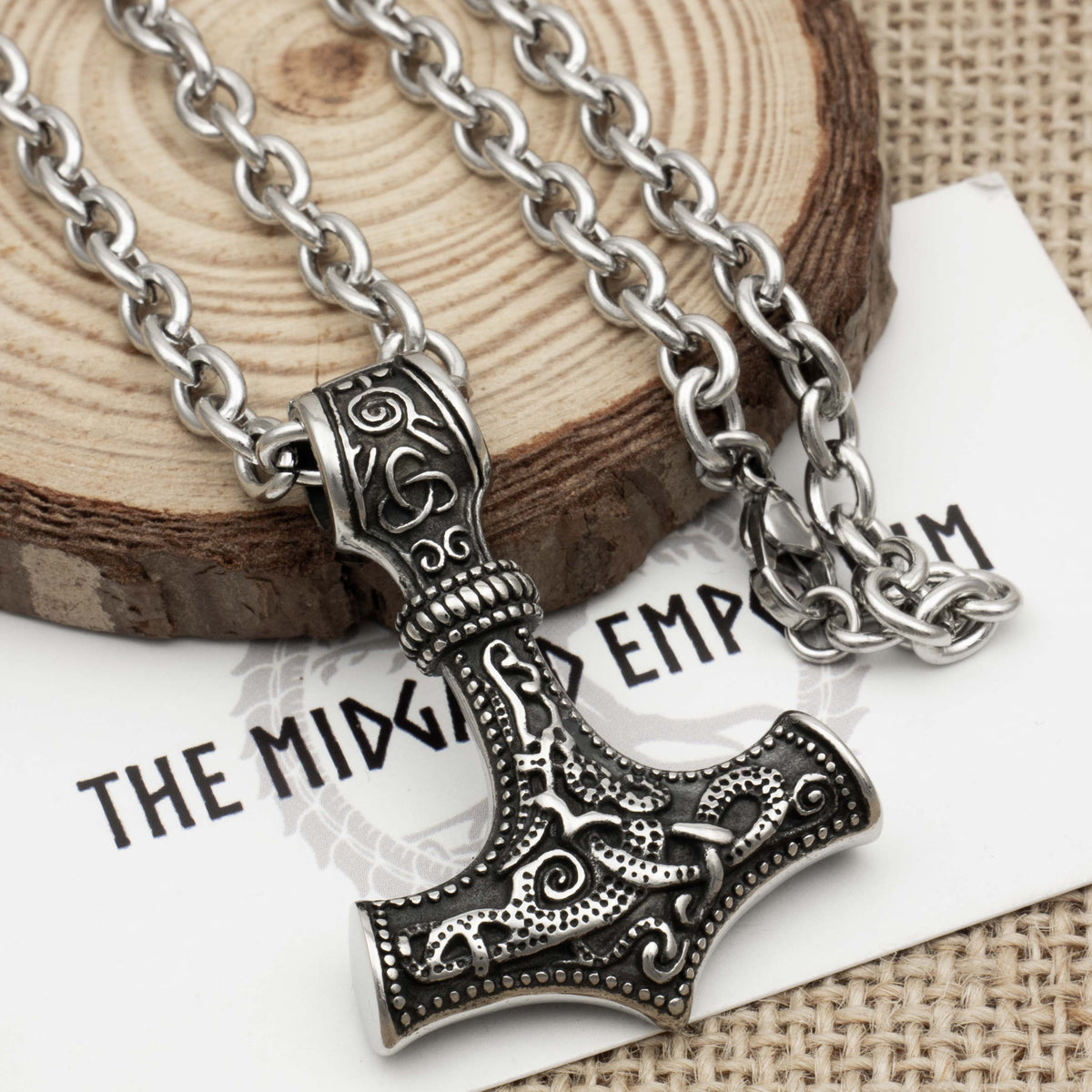 Stainless Steel Viking Thors Hammer Necklace