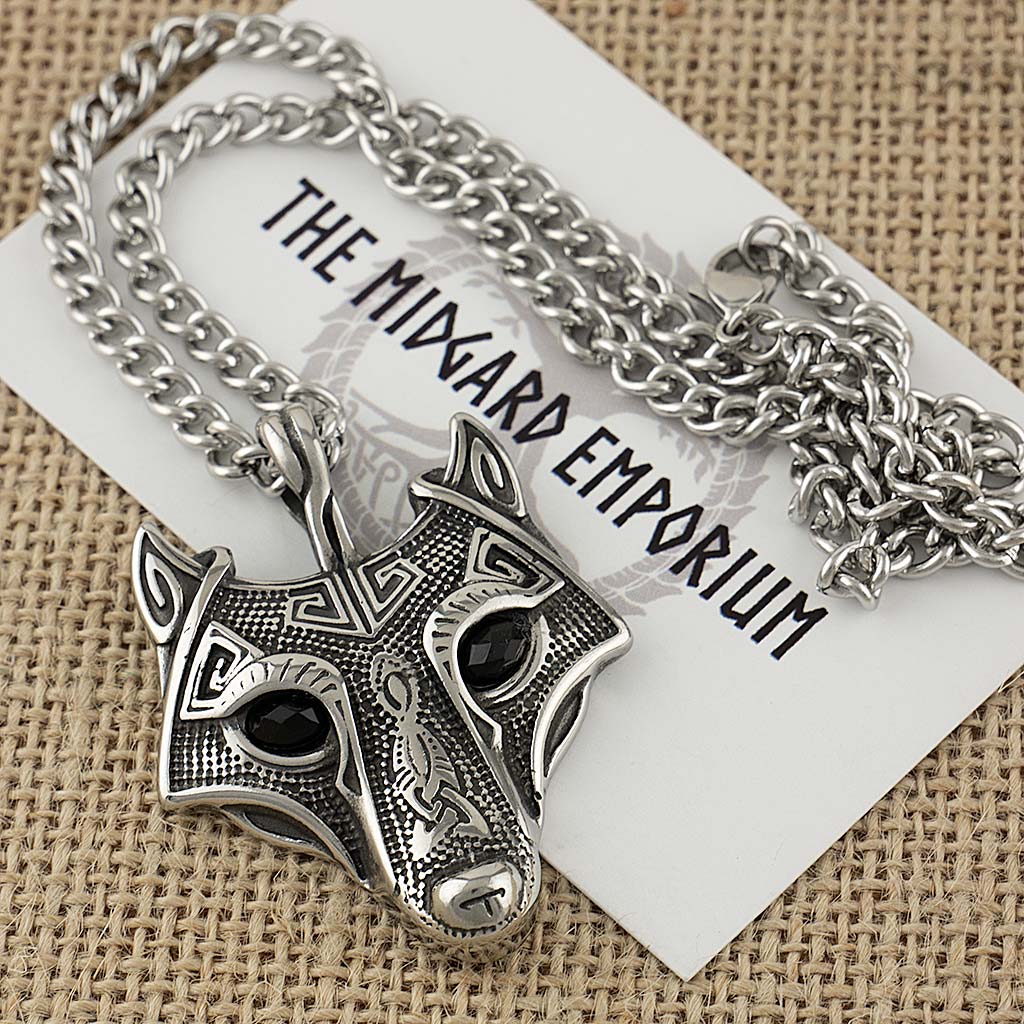 Stainless Steel Viking Fenrir Wolf Necklace