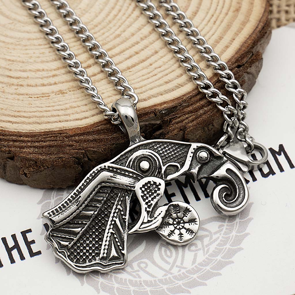 Stainless Steel Viking Raven Necklace - The Midgard Emporium