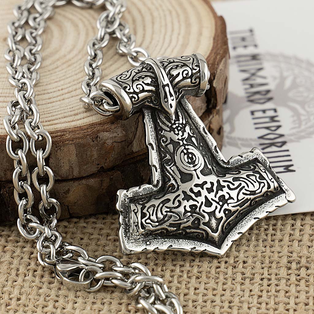 Stainless Steel Viking Thors Hammer Necklace