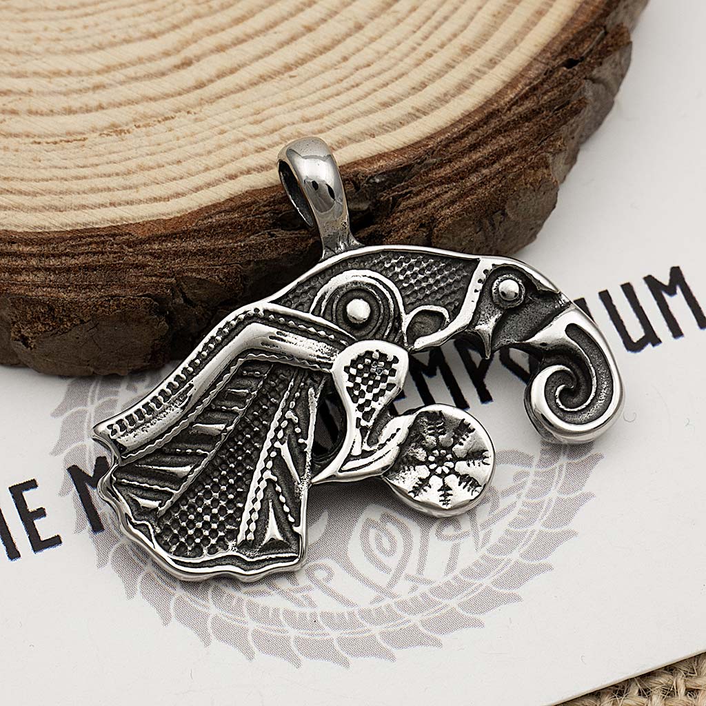 Stainless Steel Viking Raven Necklace - The Midgard Emporium