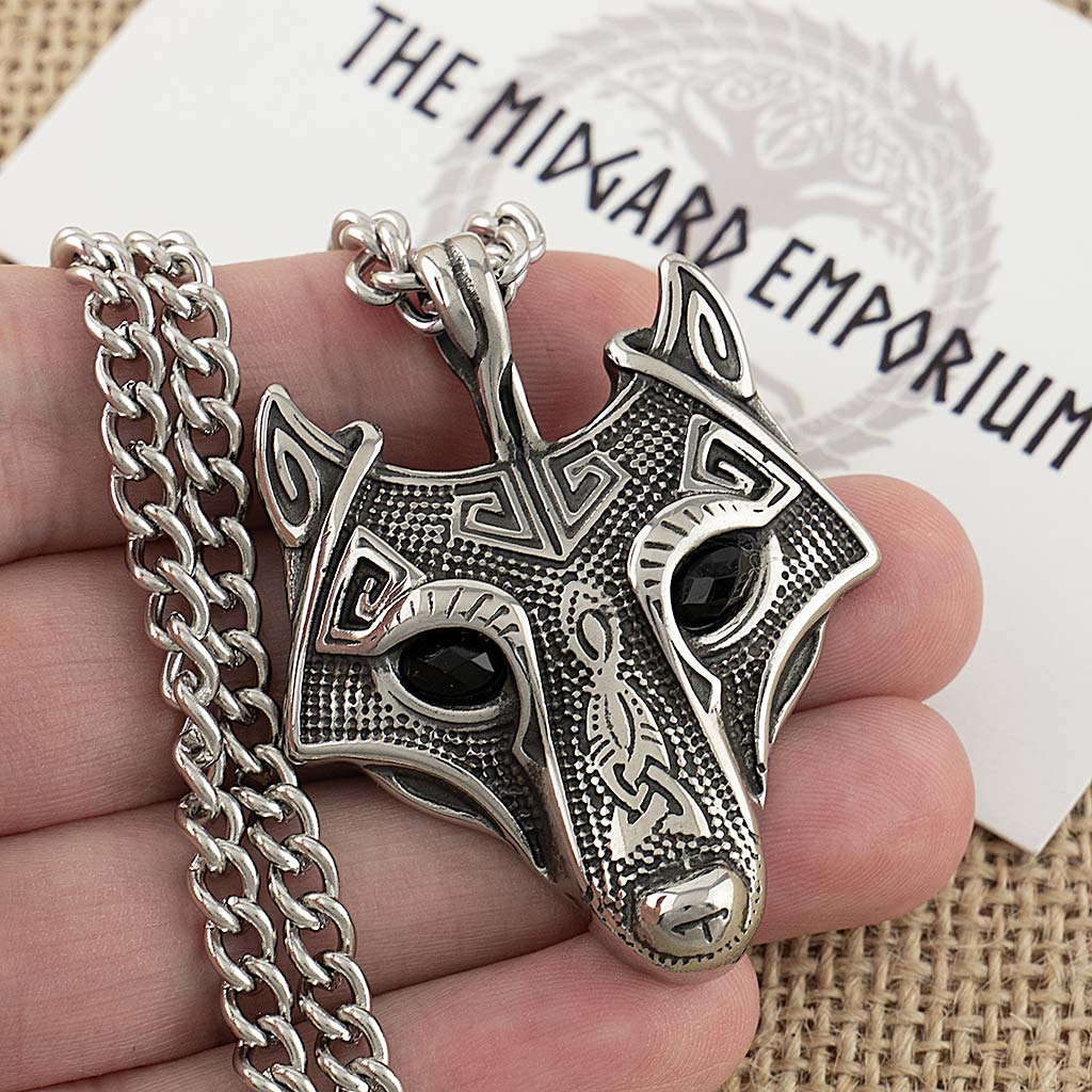 Stainless Steel Viking Fenrir Wolf Necklace