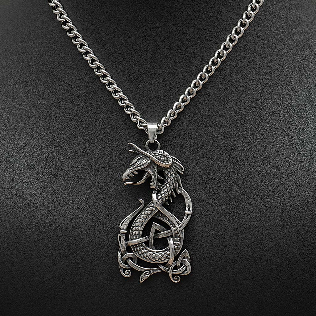 Stainless Steel Viking Jormungandr Necklace