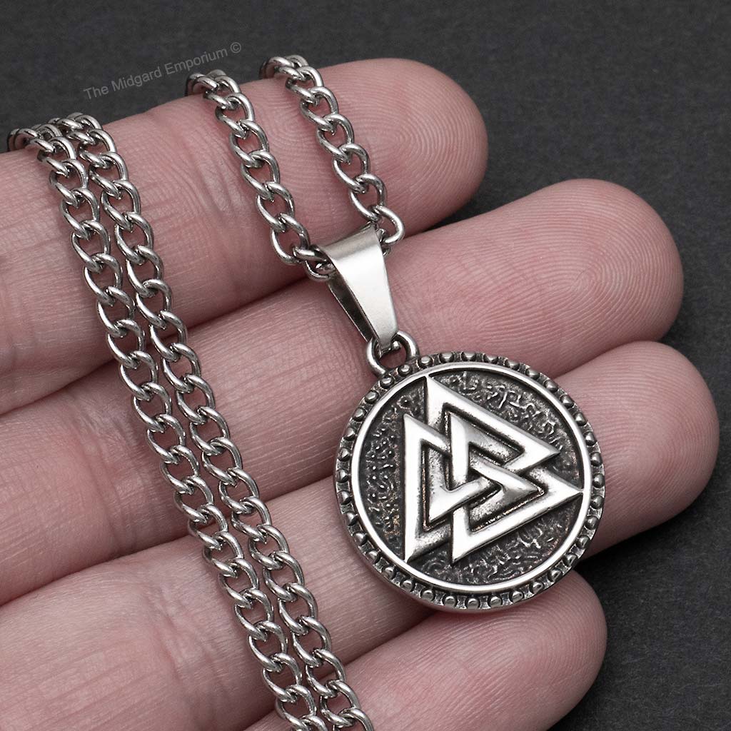 Stainless Steel Viking Valknut Necklace