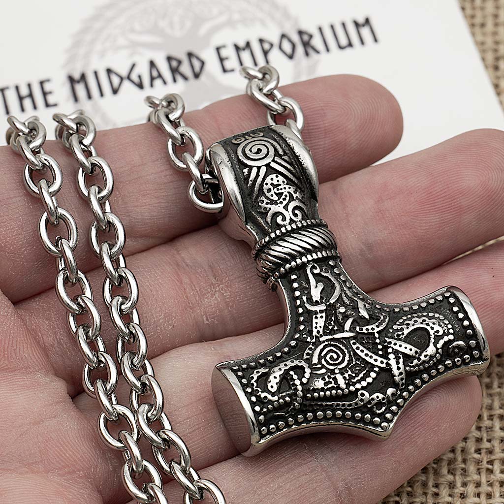 Stainless Steel Viking Thors Hammer Necklace