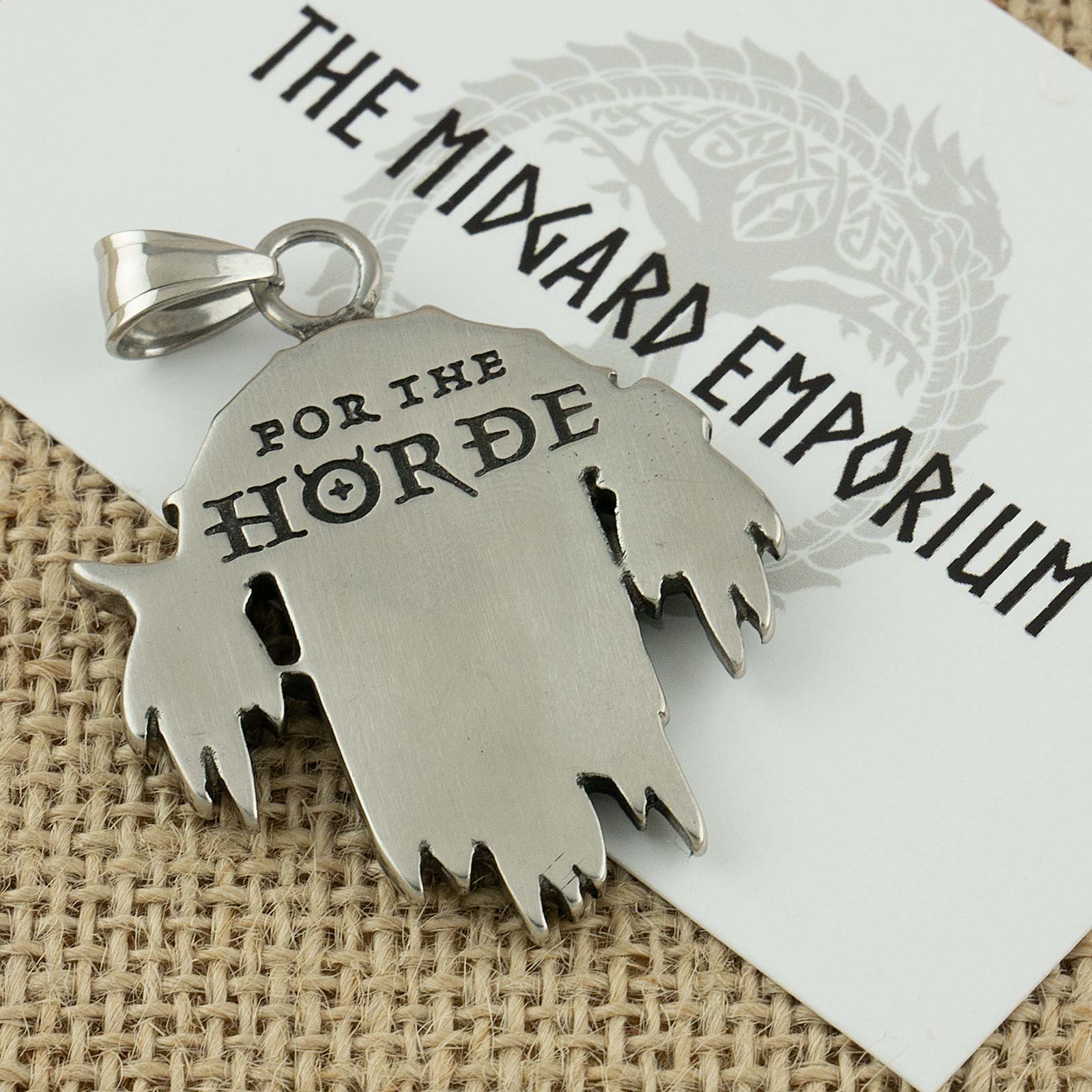 Stainless Steel World of Warcraft Horde Crest Pendant - The Midgard Emporium