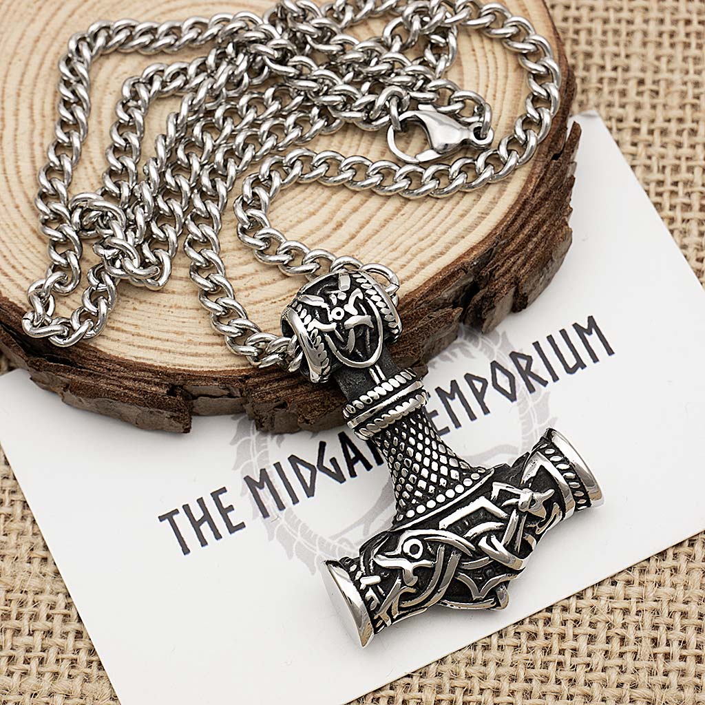 Stainless Steel Viking Thors Hammer Necklace