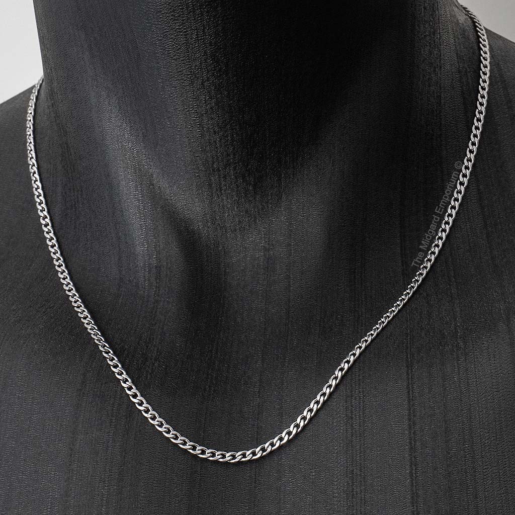 3mm Stainless Steel Flat Curb Chain Necklace