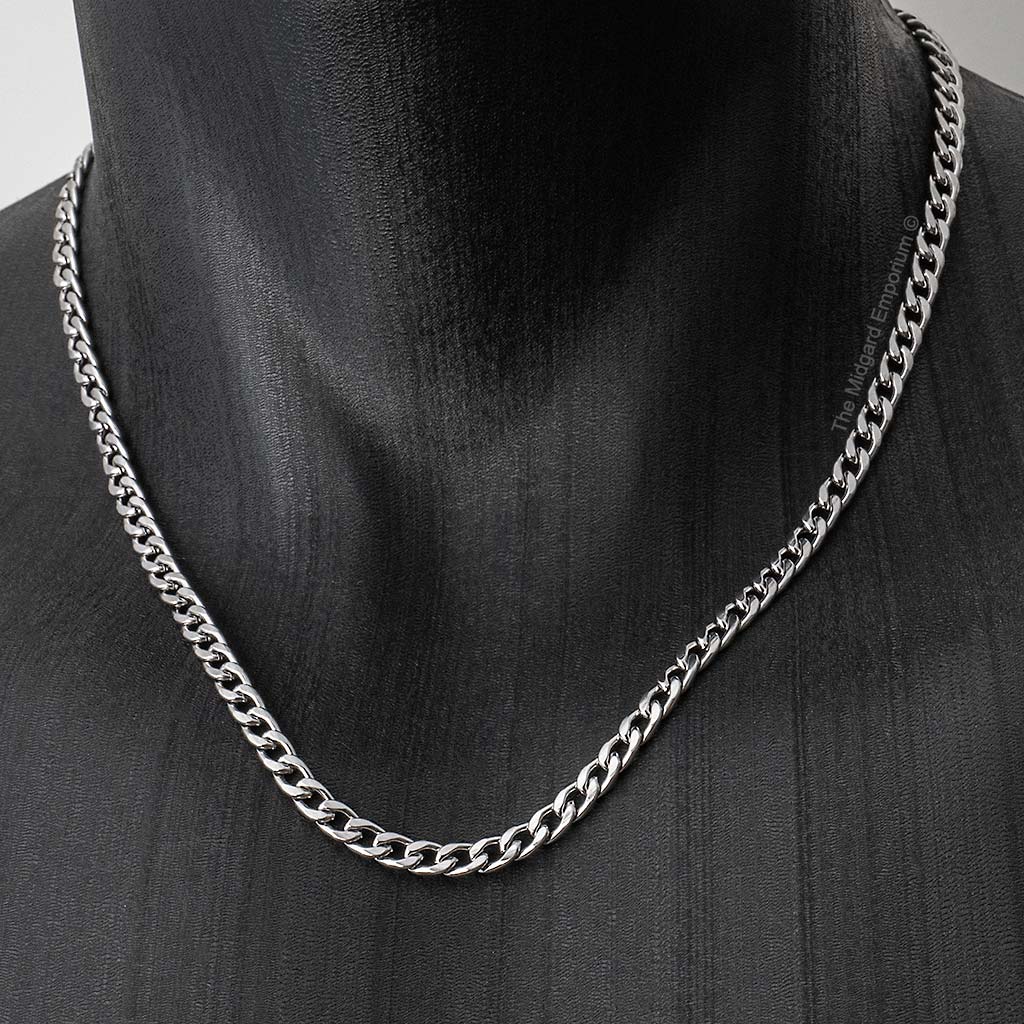 5mm Stainless Steel Flat Curb Chain Necklace