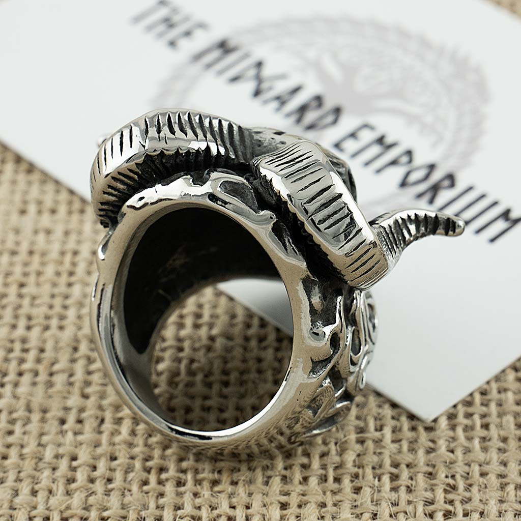 Stainless Steel Demonic Skull Ring