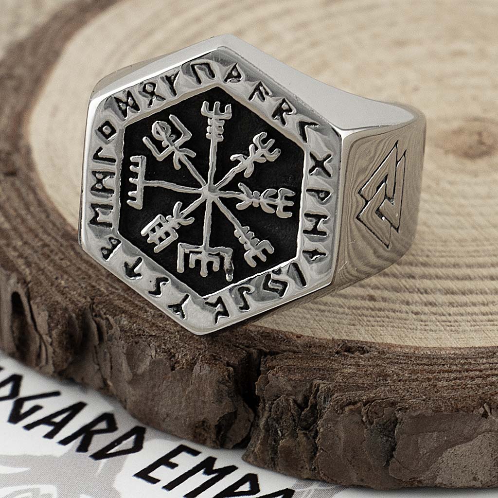 Stainless Steel Viking Vegvisir Ring