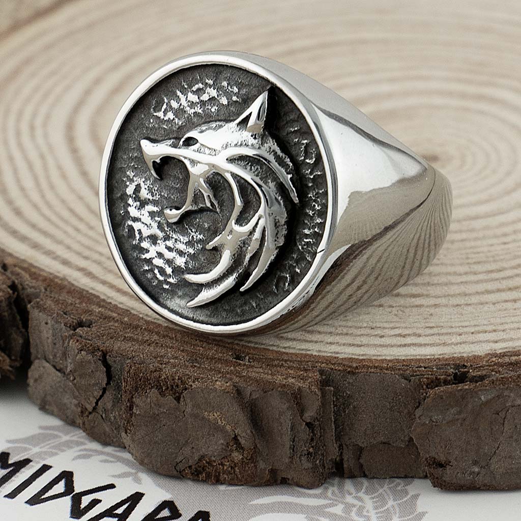 Stainless Steel Witcher Wolf Ring