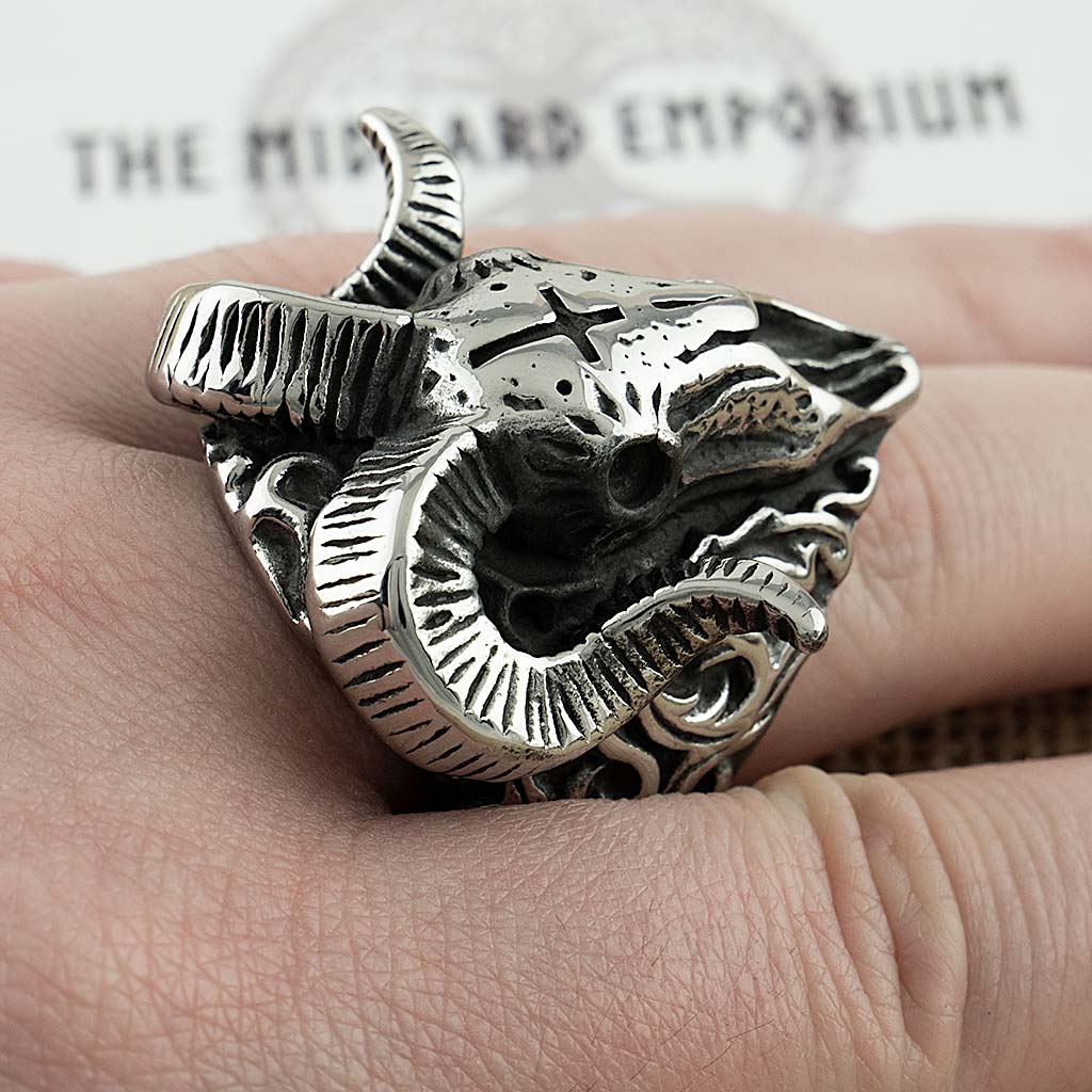 Stainless Steel Demonic Skull Ring