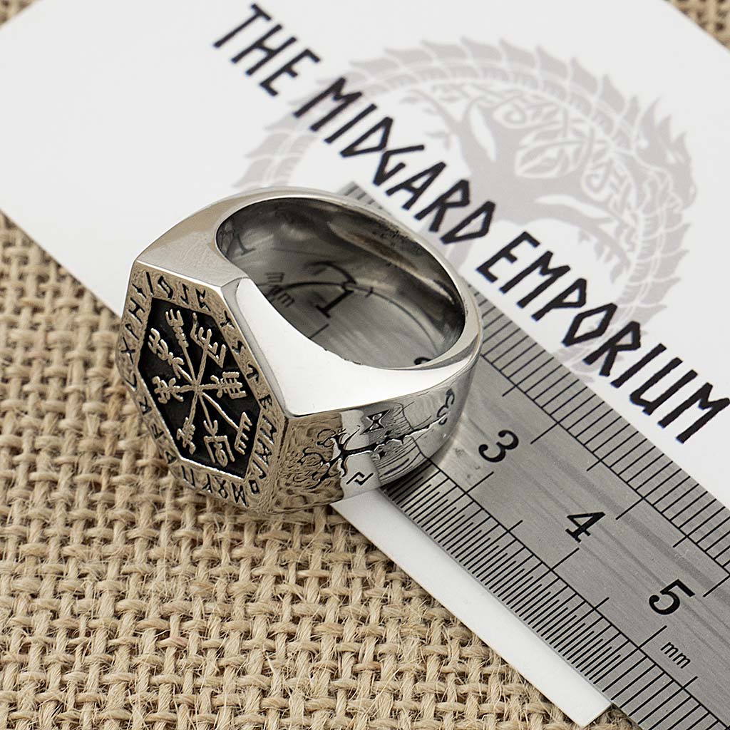 Stainless Steel Viking Vegvisir Ring